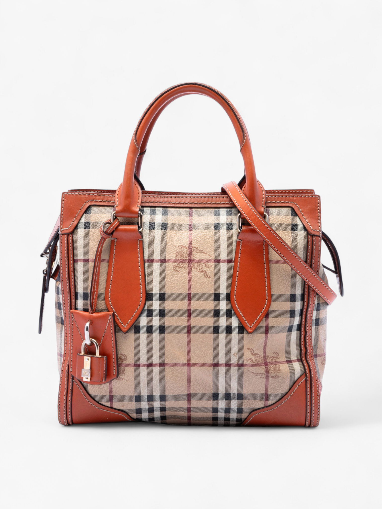 Burberry Small Haymarket Check Coated Canvas Honeywood Tote