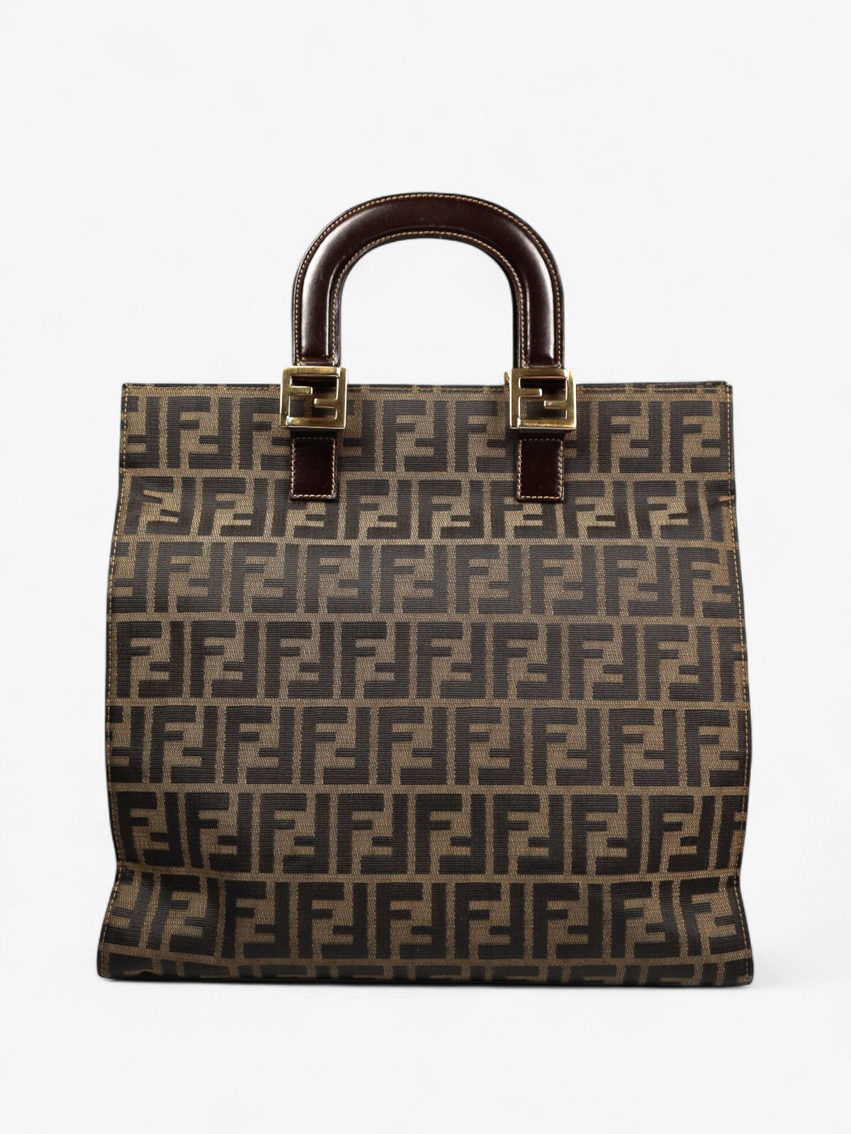 fendi tobacco monogram Zucca Spalmati Roll Tote Medium in Canvas with Gold-tone reinterpreting it in a contemporary style suitable for any occasion Fendi | Bags | Vintage