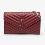 Saint Laurent Grain De Poudre Chevron Envelope Chain Wallet