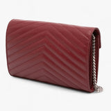 Saint Laurent Grain De Poudre Chevron Envelope Chain Wallet