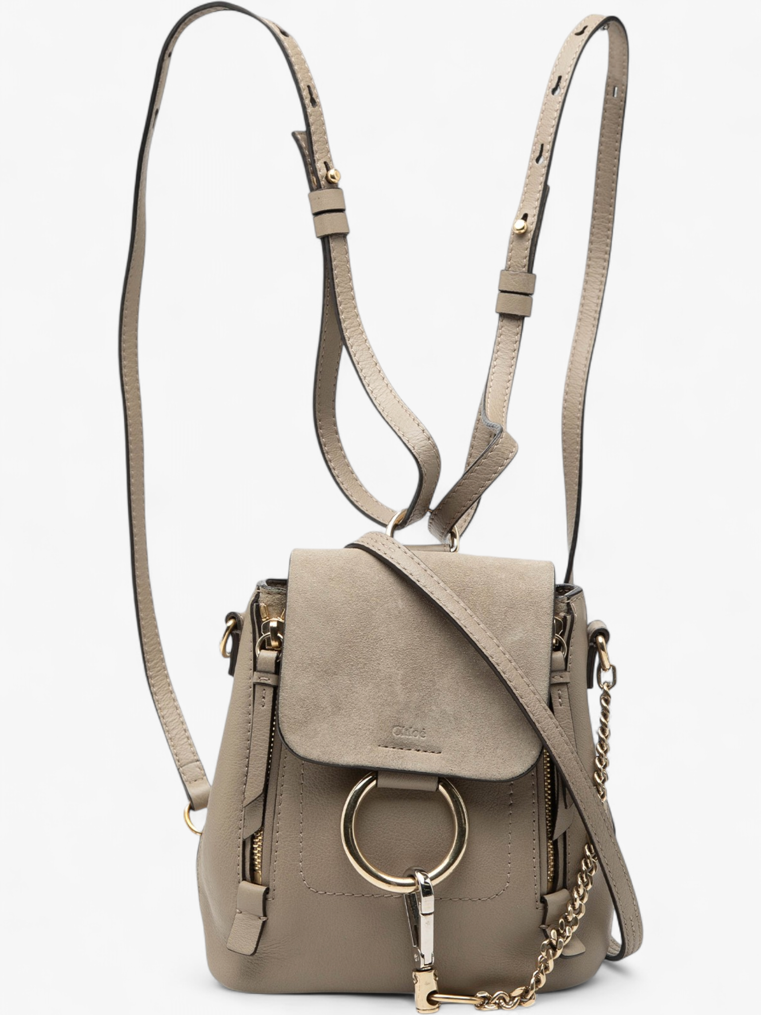 Chloé Mini Calfskin and Suede Faye Backpack