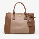 Prada Medium Brown Bicolor Saffiano Lux Galleria