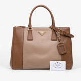 Prada Medium Brown Bicolor Saffiano Lux Galleria