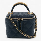 Small Lambskin Top Handle Vanity Bag