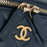 Small Lambskin Top Handle Vanity Bag