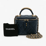 Small Lambskin Top Handle Vanity Bag