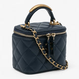 Small Lambskin Top Handle Vanity Bag