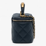 Small Lambskin Top Handle Vanity Bag