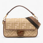 Fendi Zucca Embroidered Canvas Baguette