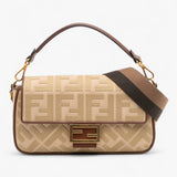 Fendi Zucca Embroidered Canvas Baguette