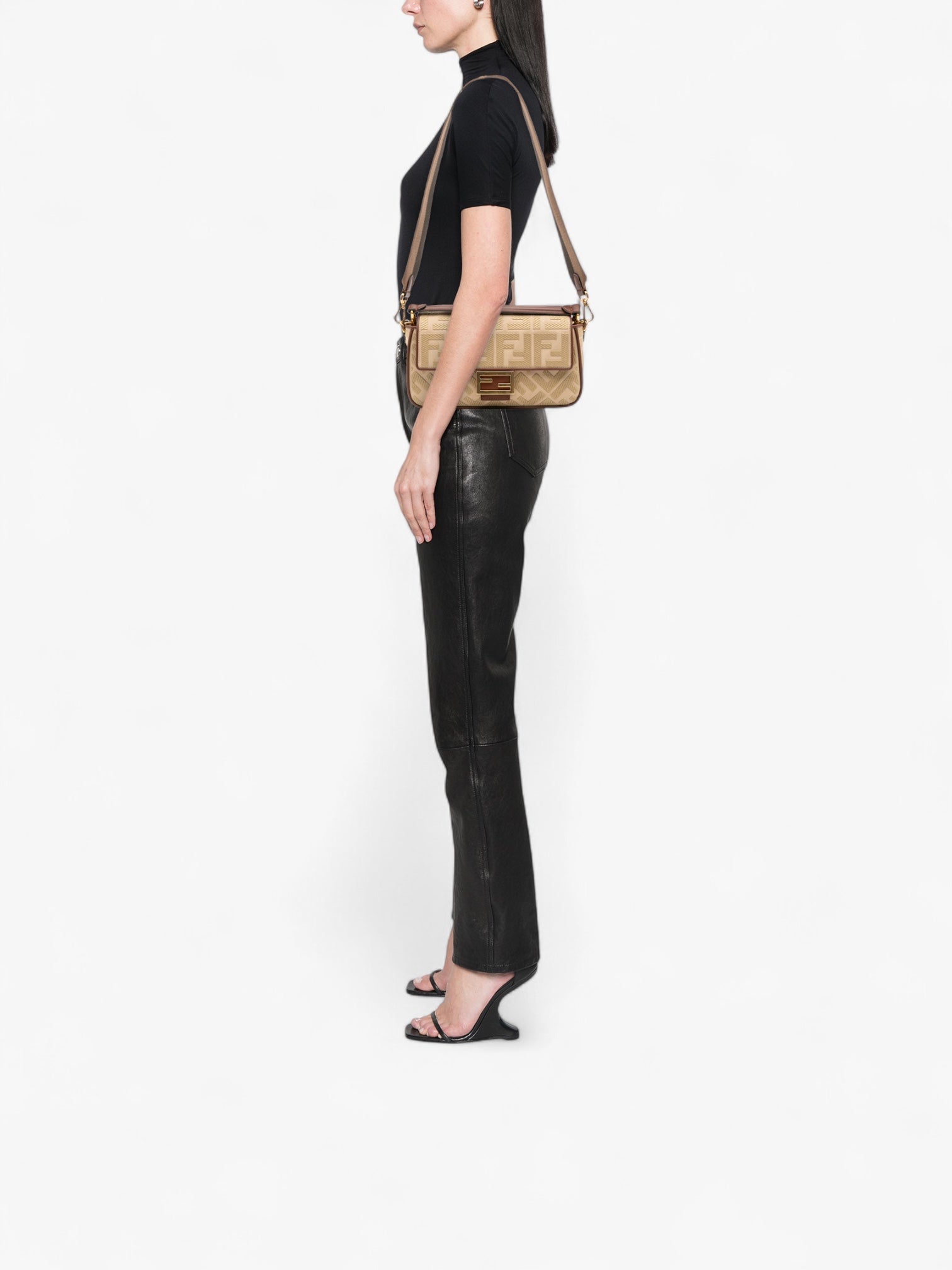Fendi Zucca Embroidered Canvas Baguette