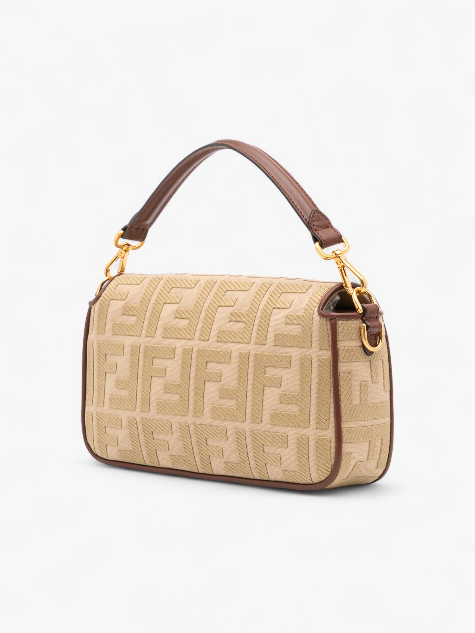 Fendi Zucca Embroidered Canvas Baguette
