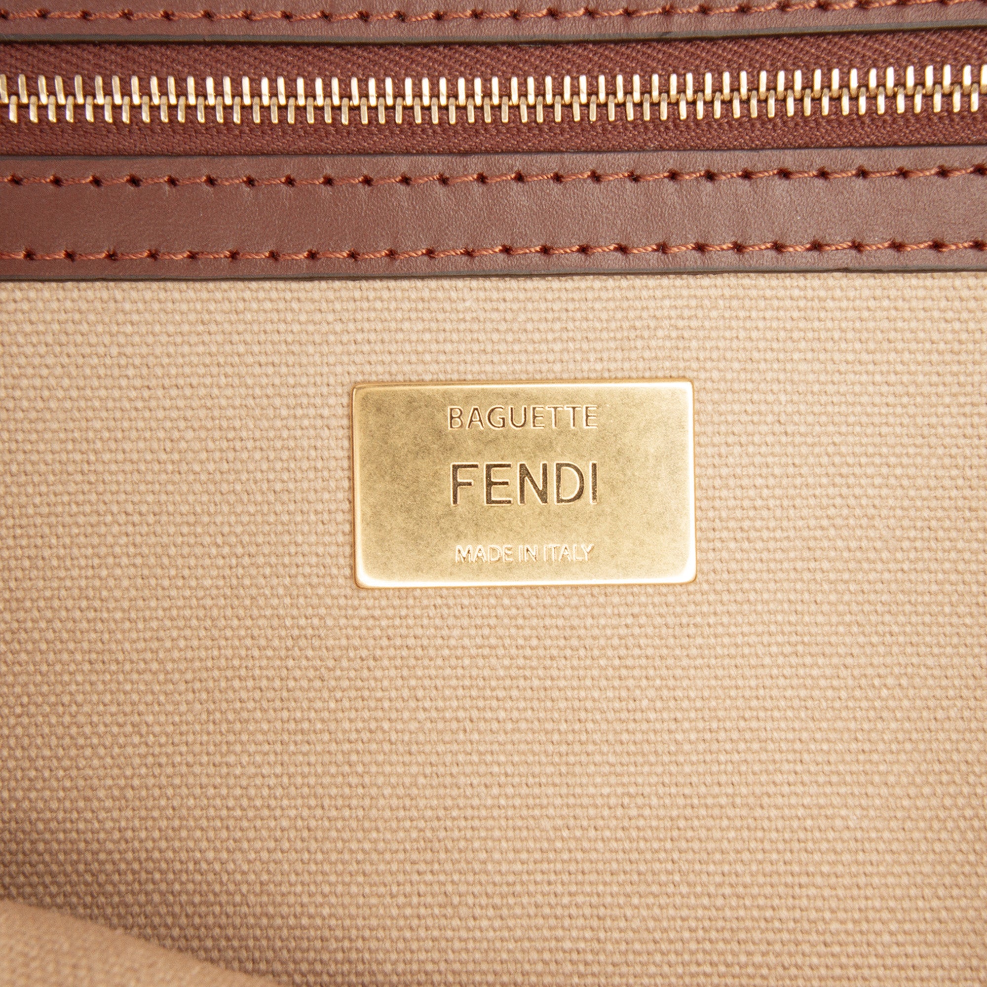 Fendi Zucca Embroidered Canvas Baguette