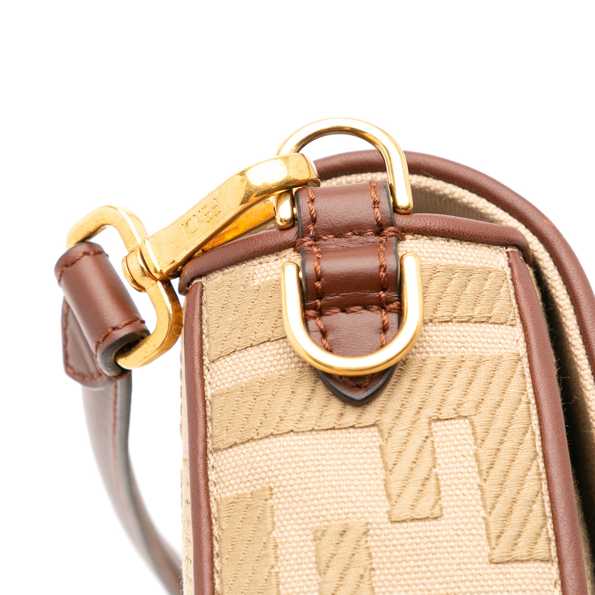 Fendi Zucca Embroidered Canvas Baguette