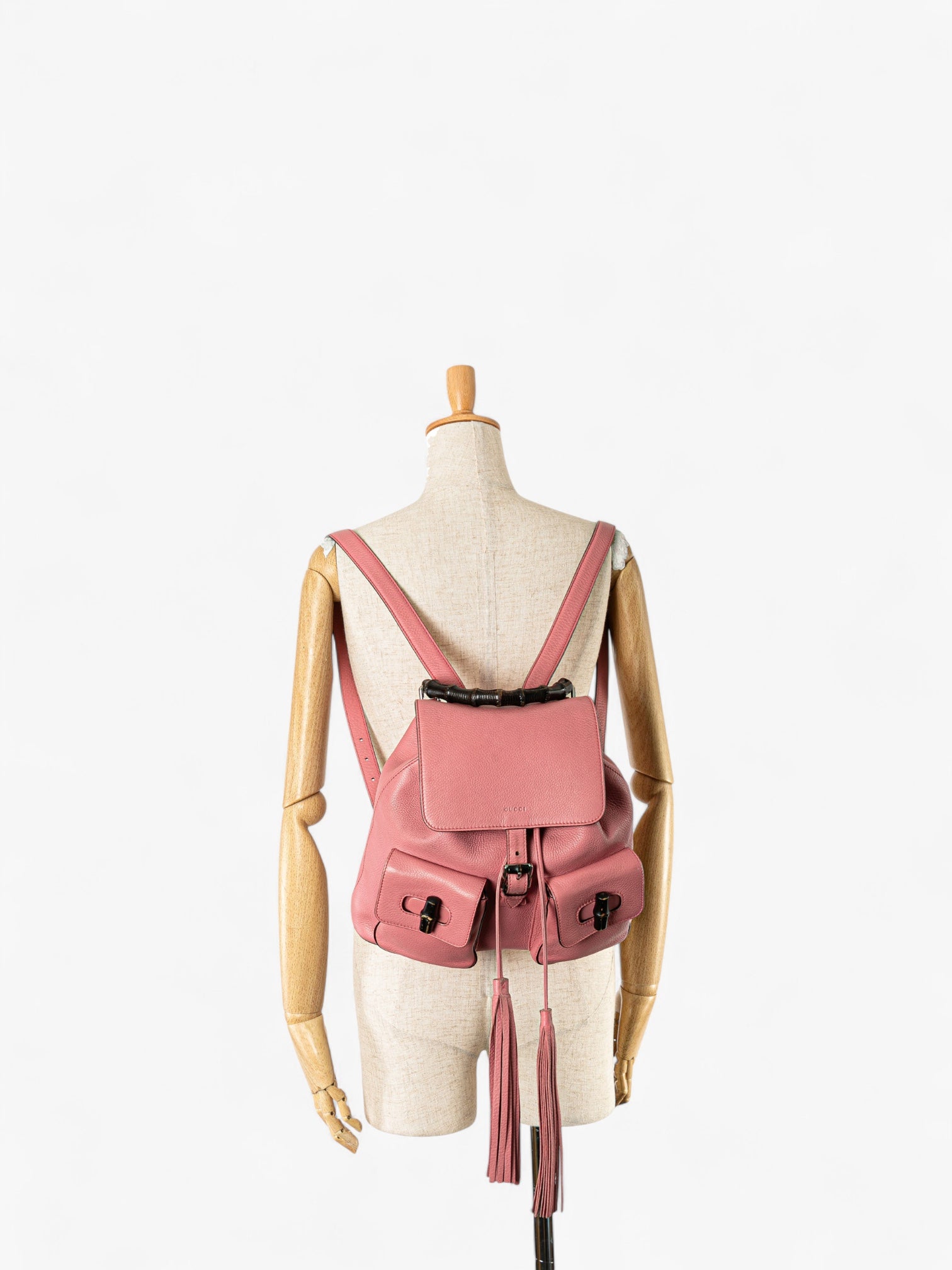 Gucci Leather Bamboo Tassel Backpack