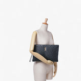 Saint Laurent Leather Chevron Monogram clutch