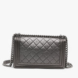 Chanel Medium Quilted Perforated Metallic Lambskin Boy
