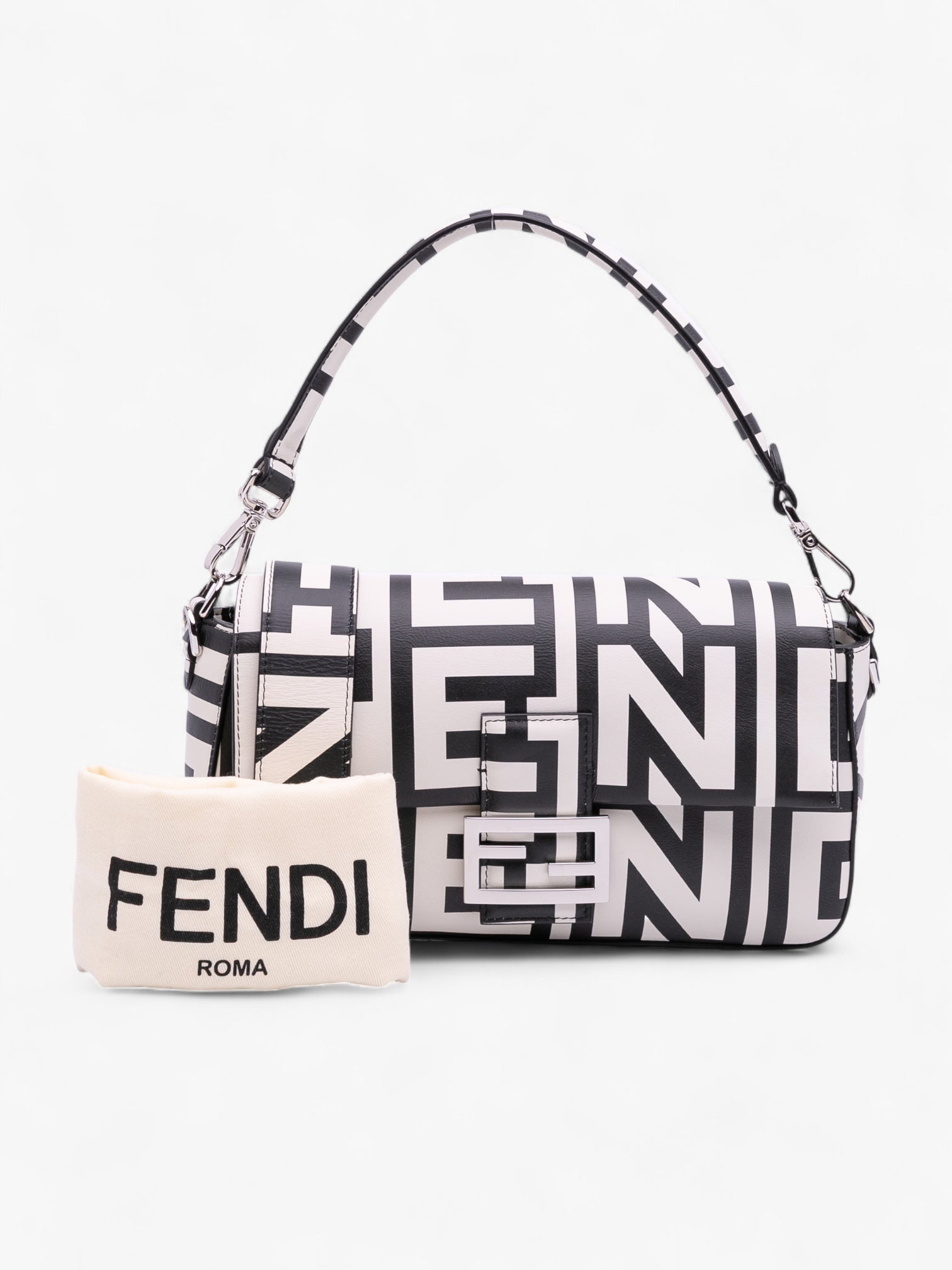 Fendi Marc Jacobs Nappa Vitello King Logo Print Baguette