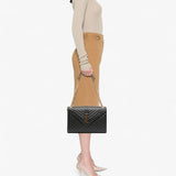 Saint Laurent Large Grain De Poudre Triquilt Envelope