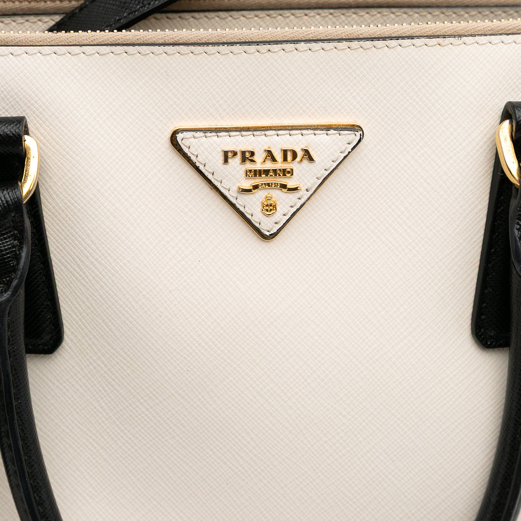 Prada Medium Bicolor Saffiano Lux Galleria Double Zip