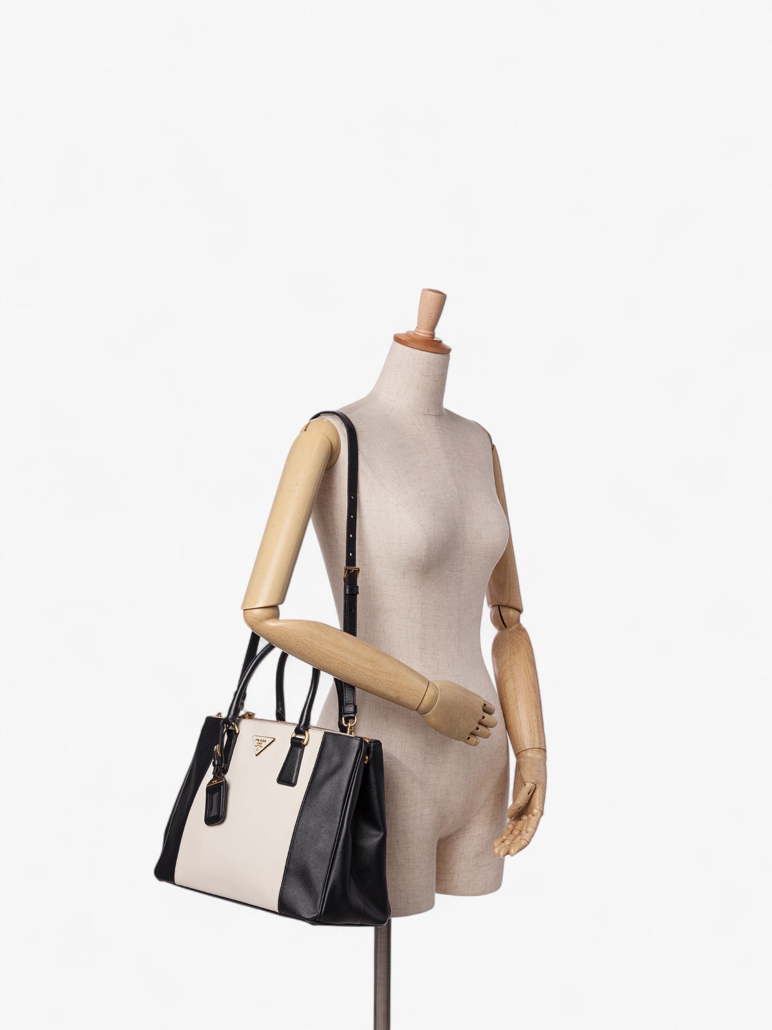 Prada Medium Bicolor Saffiano Lux Galleria Double Zip