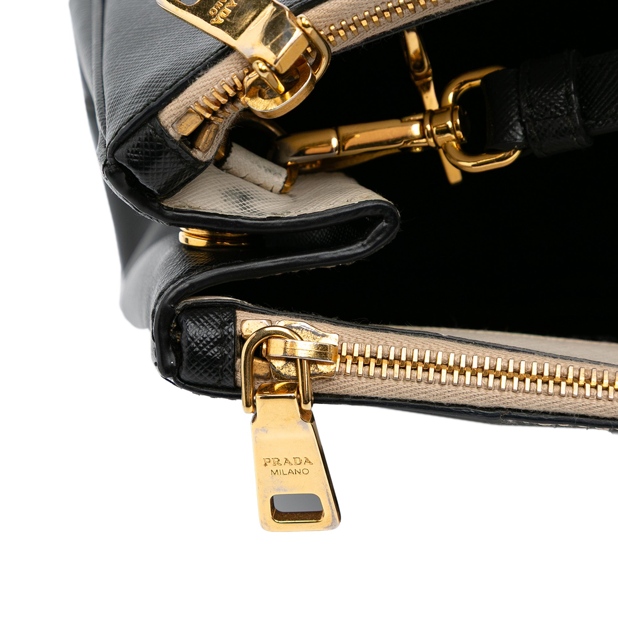 Prada Medium Bicolor Saffiano Lux Galleria Double Zip