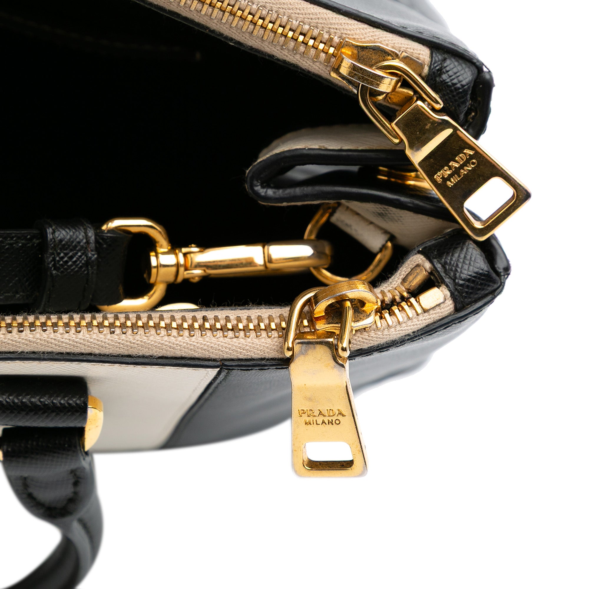 Prada Medium Bicolor Saffiano Lux Galleria Double Zip