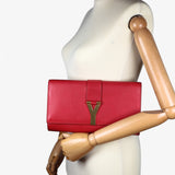 Saint Laurent Red Leather Y Chyc Clutch