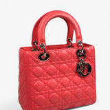 Lady Dior Lambskin Cannage Medium Coral
