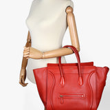 Céline Red Leather Luggage Tote