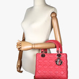 Lady Dior Lambskin Cannage Medium Coral