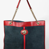 Gucci Maxi Rajah Tote in Red and Navy Suede