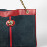 Gucci Maxi Rajah Tote in Red and Navy Suede