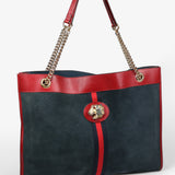 Gucci Maxi Rajah Tote in Red and Navy Suede