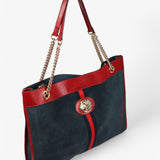 Gucci Maxi Rajah Tote in Red and Navy Suede