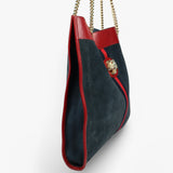 Gucci Maxi Rajah Tote in Red and Navy Suede