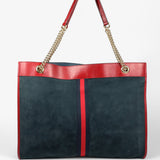 Gucci Maxi Rajah Tote in Red and Navy Suede