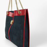 Gucci Maxi Rajah Tote in Red and Navy Suede