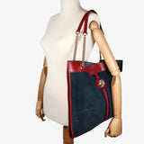 Gucci Maxi Rajah Tote in Red and Navy Suede