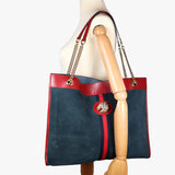 Gucci Maxi Rajah Tote in Red and Navy Suede