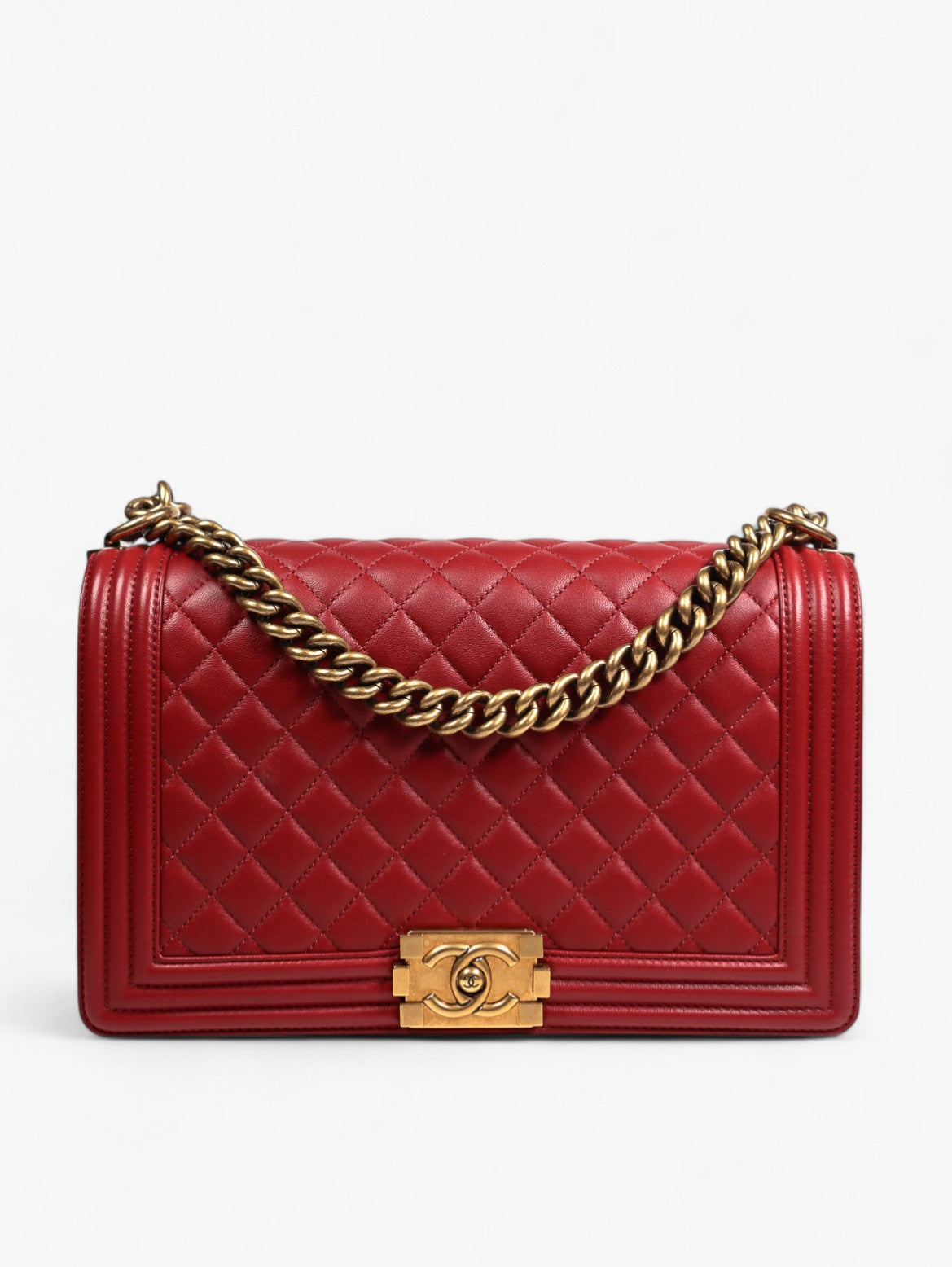 Chanel red Boy Bag 28