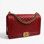 Chanel red Boy Bag 28
