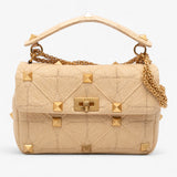 Valentino Large Raffia Roman Stud Satchel