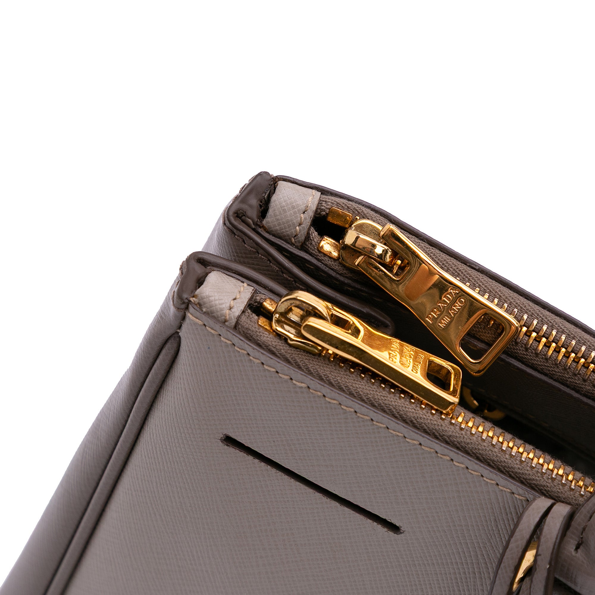 Prada Bicolor Saffiano Lux Galleria Double Zip
