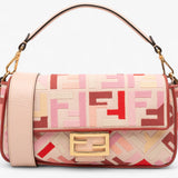 Fendi Zucca Embroidered Canvas Baguette