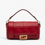 Fendi Zucca Embossed Leather Baguette Satchel