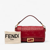 Fendi Zucca Embossed Leather Baguette Satchel