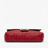 Fendi Zucca Embossed Leather Baguette Satchel
