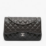 Chanel Gray Jumbo Classic Lambskin Double Flap