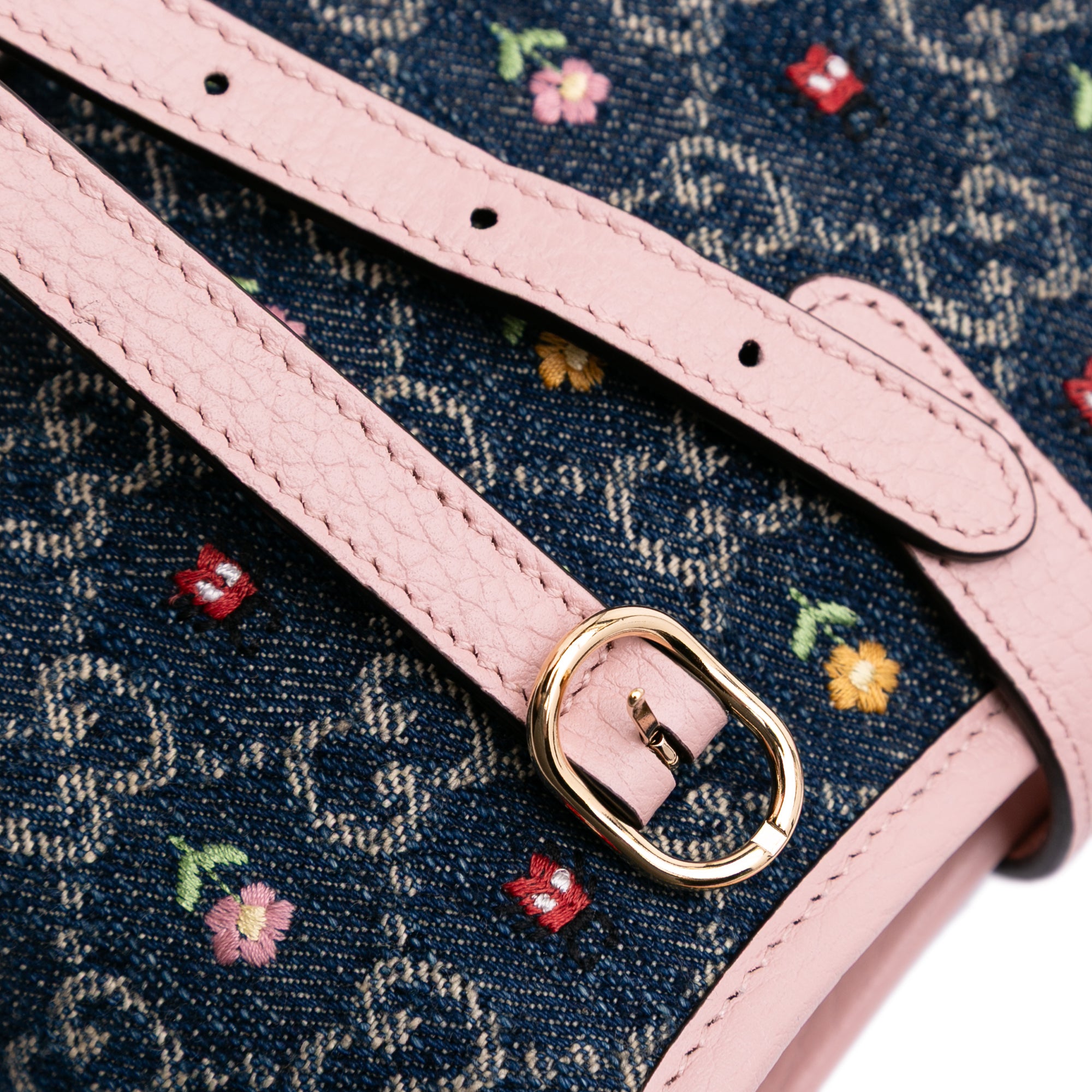 Gucci Limited Edition Small GG Denim Floral Jackie 1961